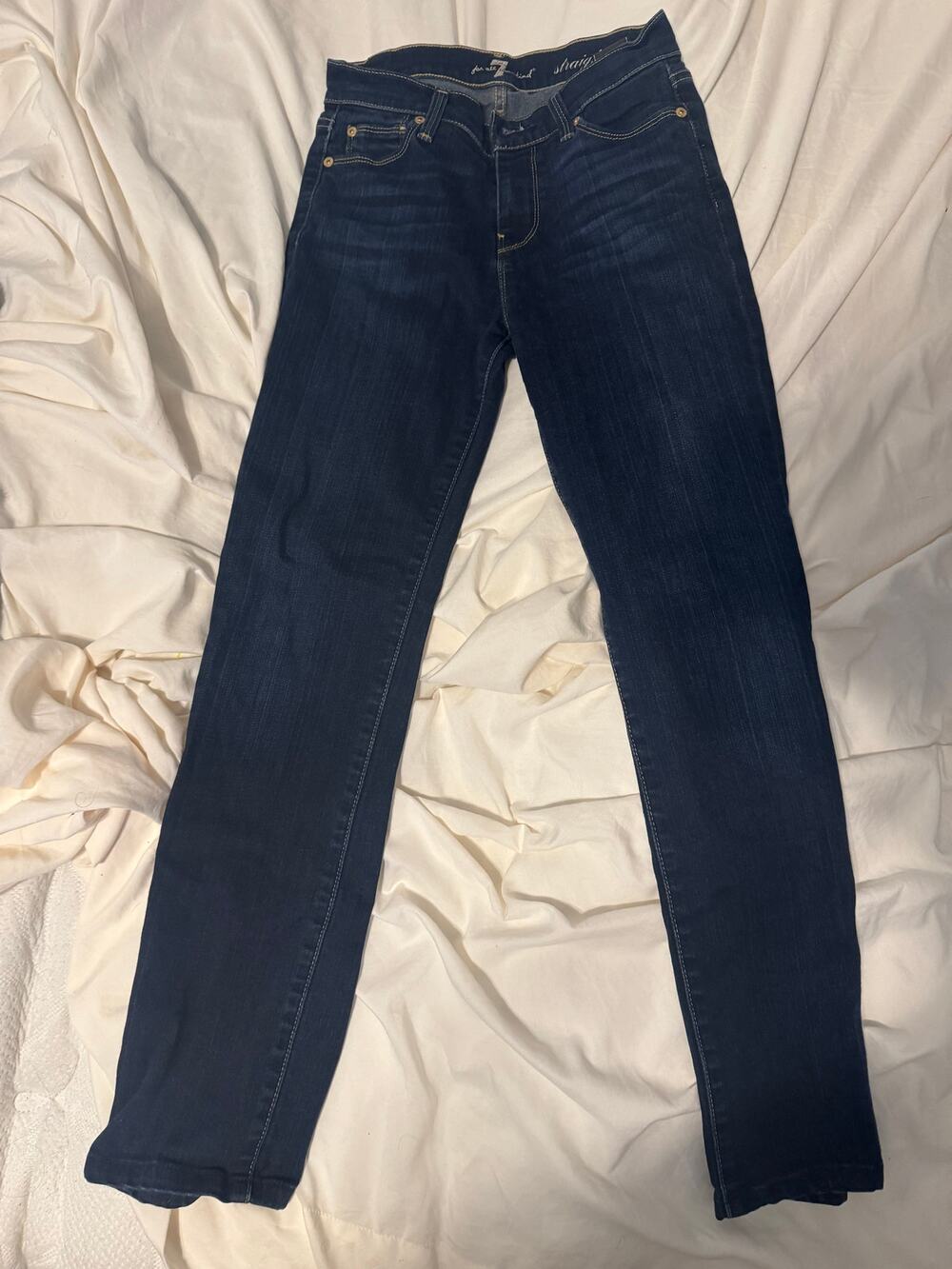 7 For All Mankind Straight Leg Jeans Women's 25 Dark Rinse Stretch Y2K